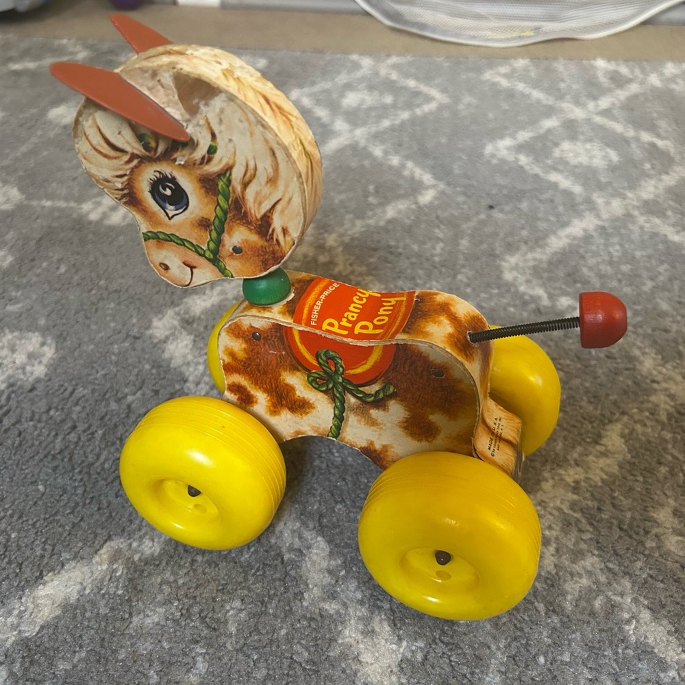 Vintage Fisher Price Prancy Pony 1965 Wooden Pull Toy